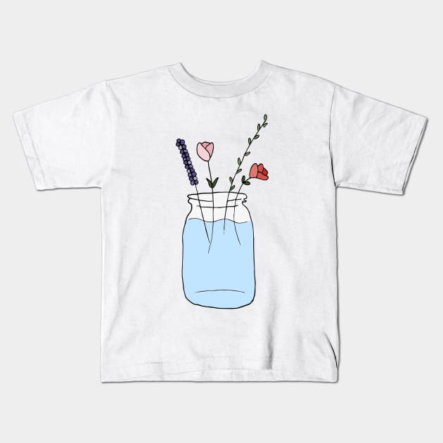 Flowers in a jar Kids T-Shirt by maya-reinstein